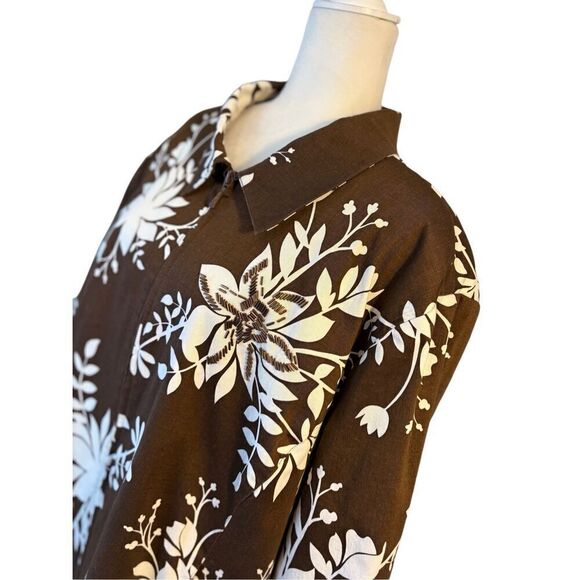 Susan Graver brown and white floral patterned jacket - 3X - Picture 2 of 8